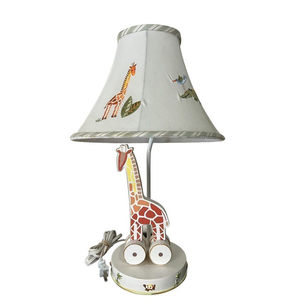 1990 Vintage Giraffe Safari Animal Nursery Lamp (orange, white)